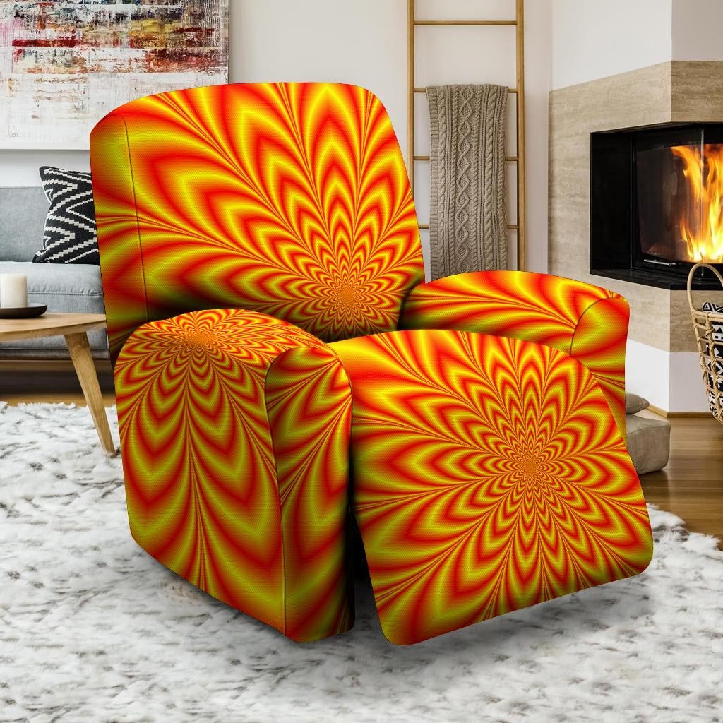 Red and Yellow Abstract Optical illusion Recliner Cover-grizzshop