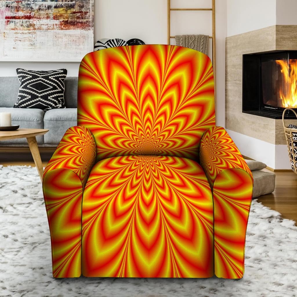 Red and Yellow Abstract Optical illusion Recliner Cover-grizzshop