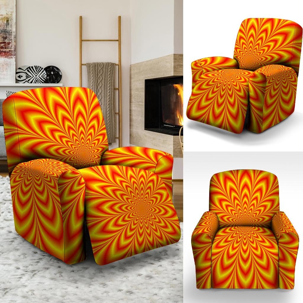 Red and Yellow Abstract Optical illusion Recliner Cover-grizzshop