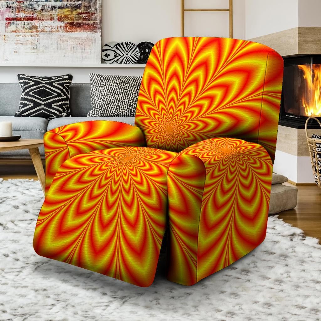 Red and Yellow Abstract Optical illusion Recliner Cover-grizzshop