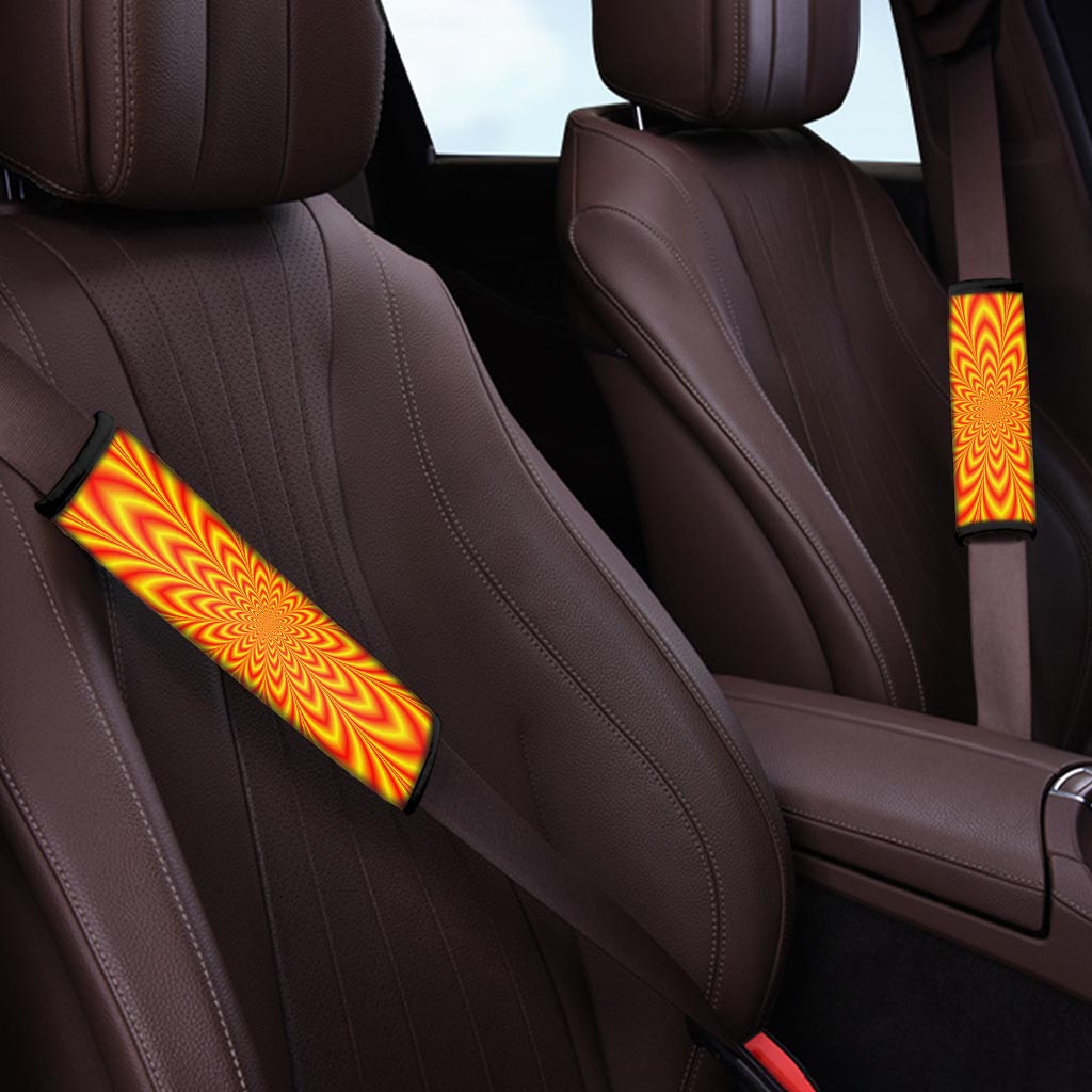 Red and Yellow Abstract Optical illusion Seat Belt Cover-grizzshop