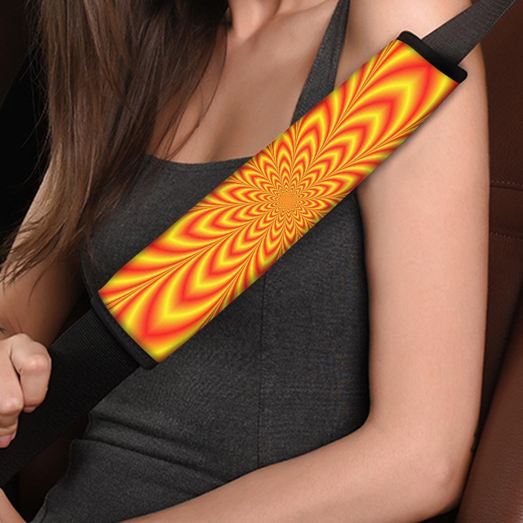 Red and Yellow Abstract Optical illusion Seat Belt Cover-grizzshop