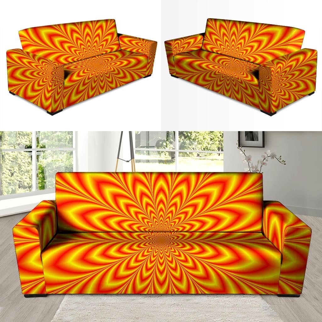 Red and Yellow Abstract Optical illusion Sofa Cover-grizzshop