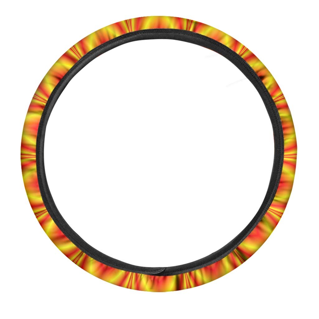 Red and Yellow Abstract Optical illusion Steering Wheel Cover-grizzshop