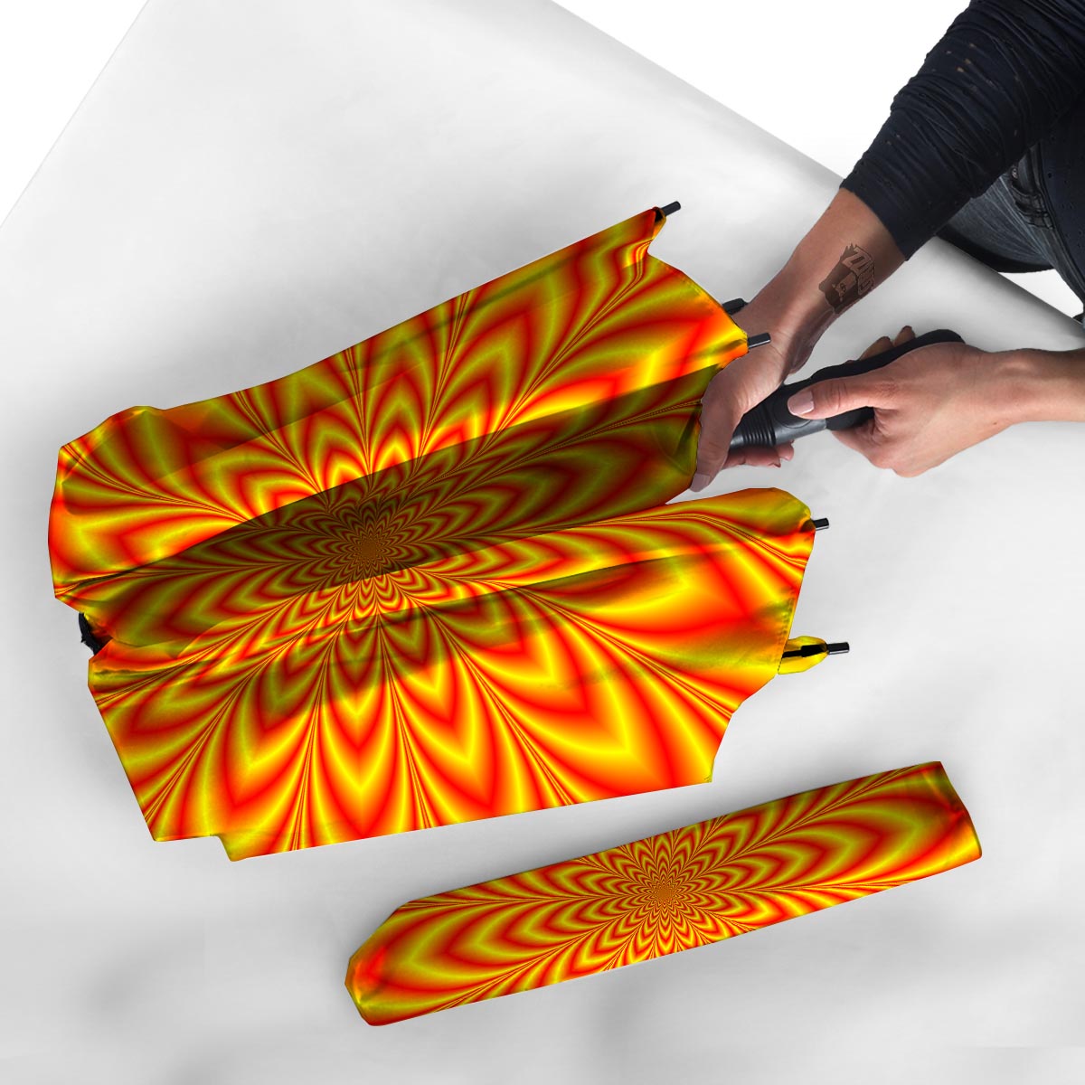 Red and Yellow Abstract Optical illusion Umbrella-grizzshop