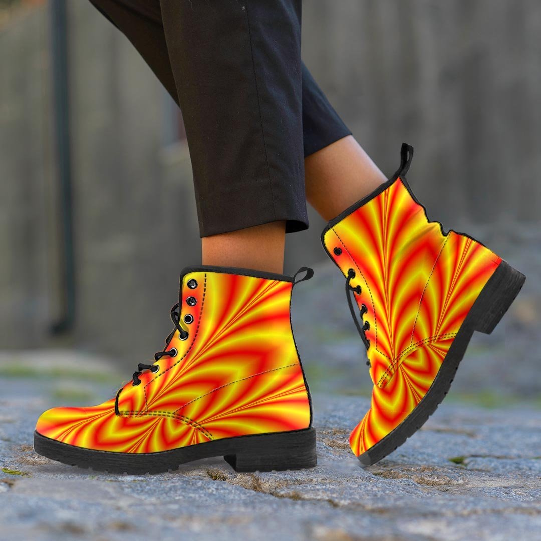 Red and Yellow Abstract Optical illusion Women's Boots-grizzshop