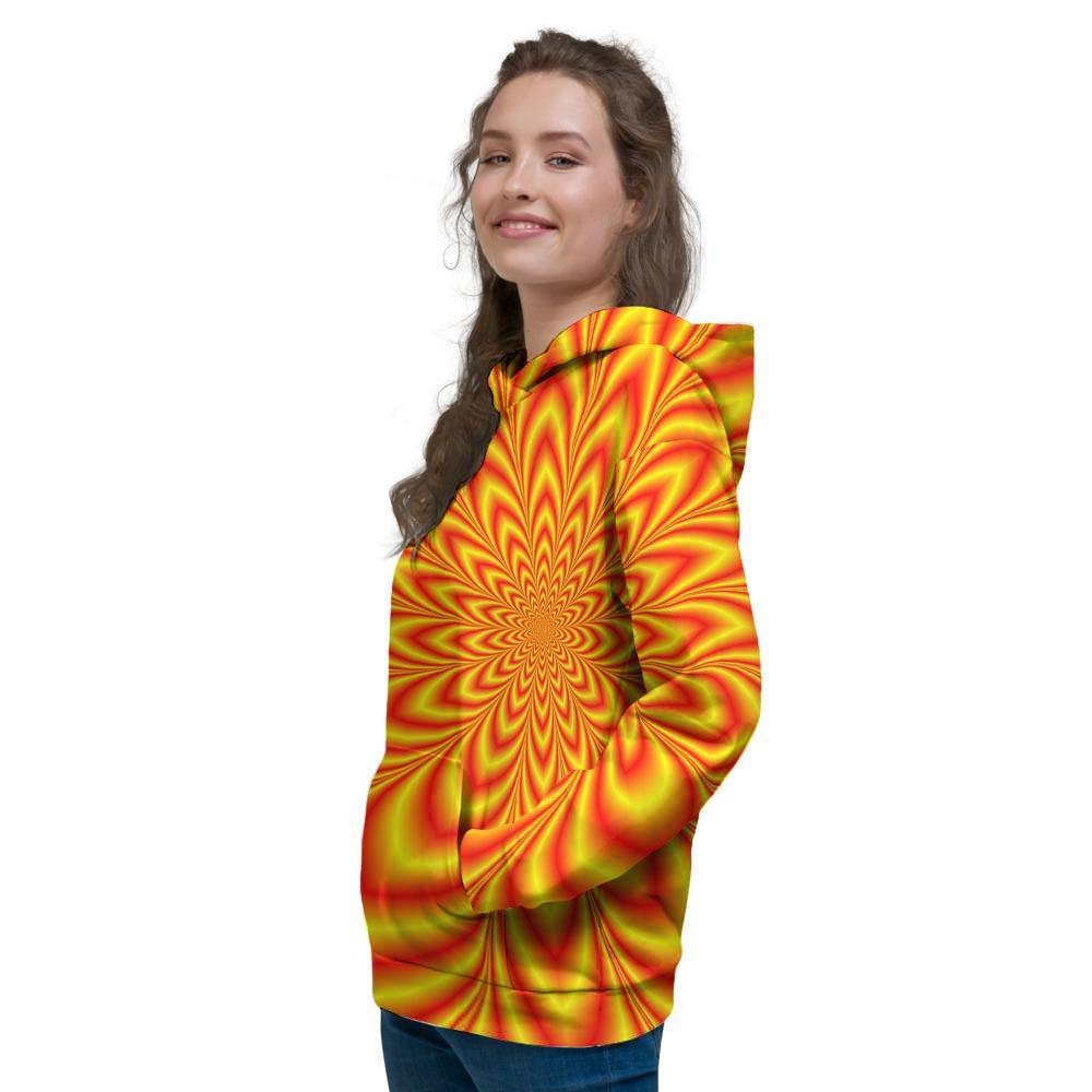 Red and Yellow Abstract Optical illusion Women's Hoodie-grizzshop