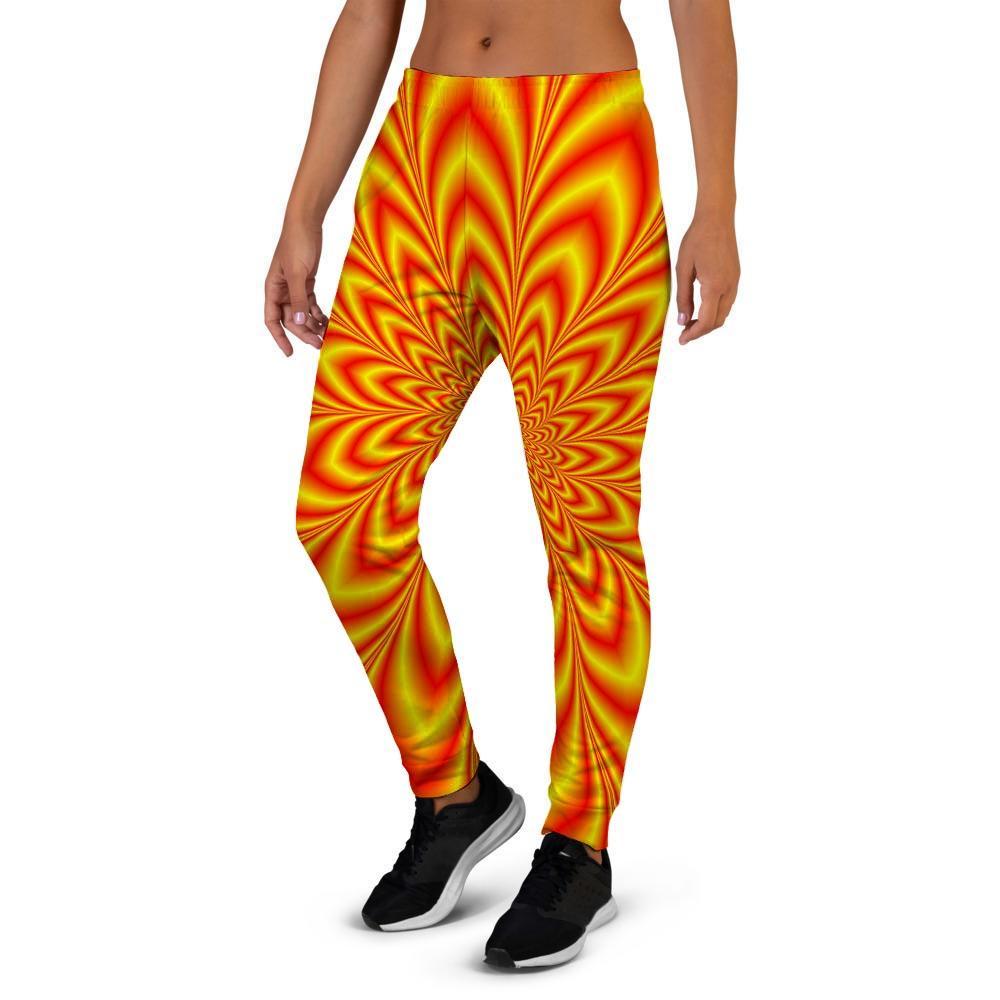 Red and Yellow Abstract Optical illusion Women's Joggers-grizzshop