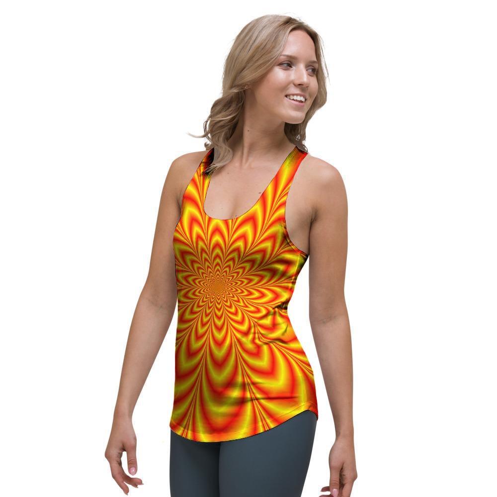 Red and Yellow Abstract Optical illusion Women's Racerback Tank Top-grizzshop