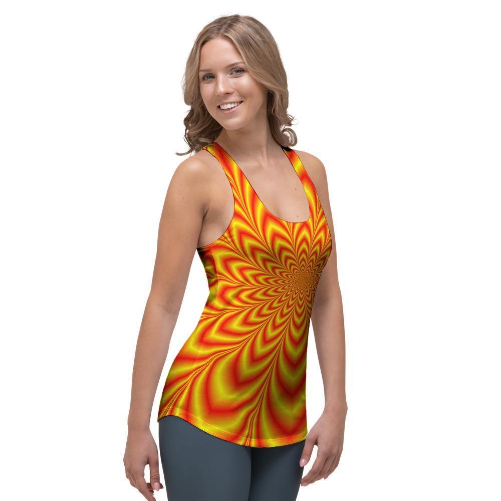 Red and Yellow Abstract Optical illusion Women's Racerback Tank Top-grizzshop