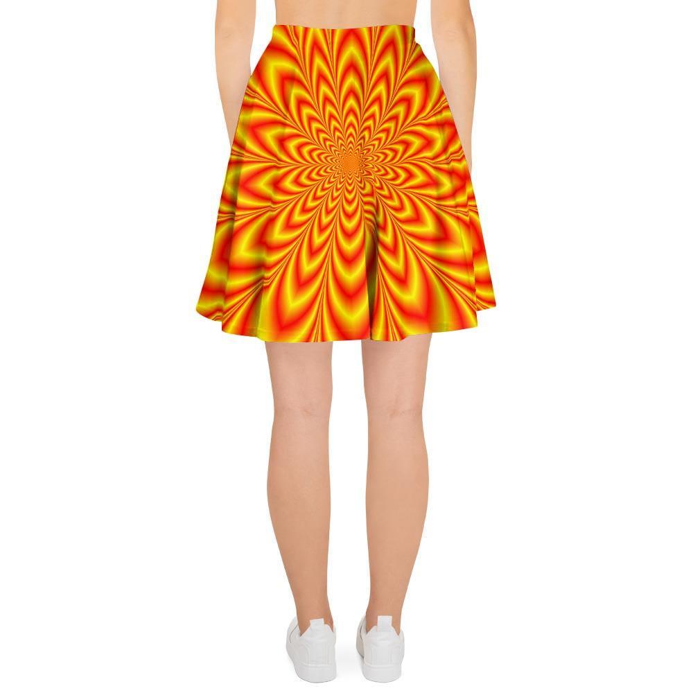 Red and Yellow Abstract Optical illusion Women's Skirt-grizzshop