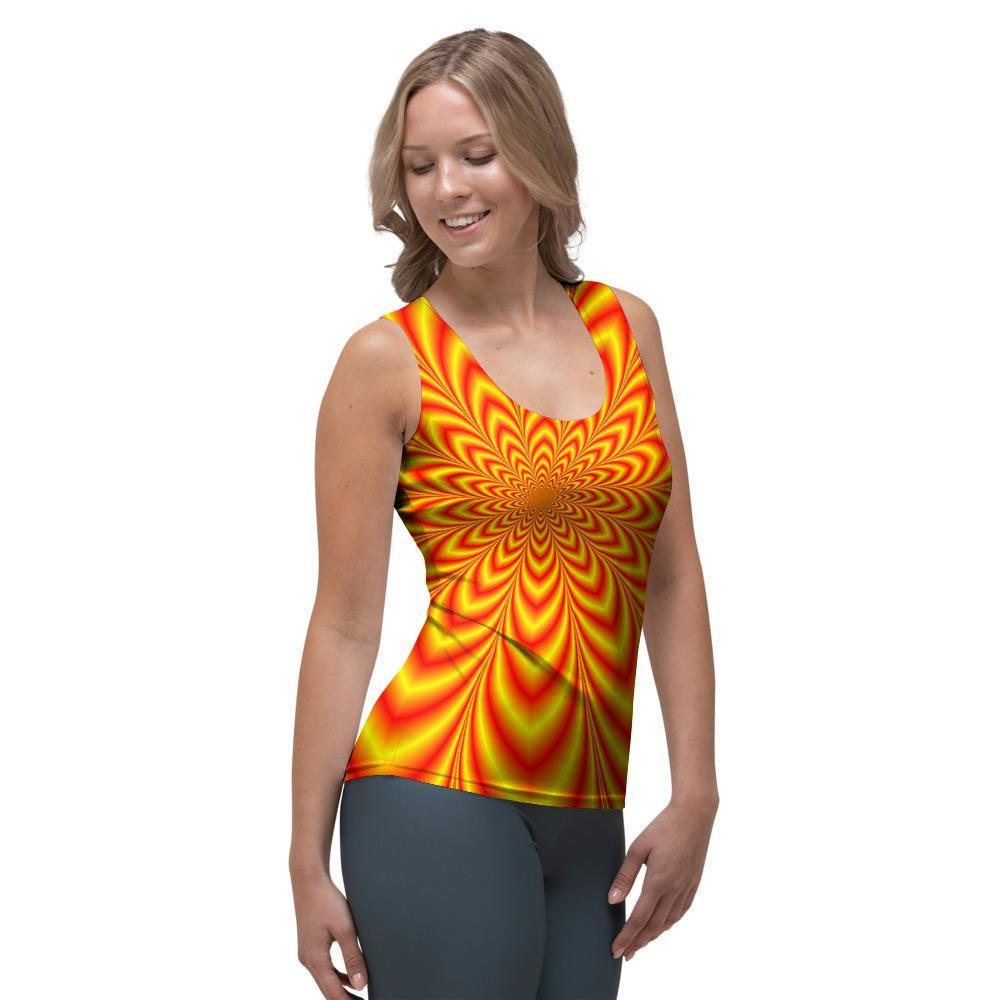 Red and Yellow Abstract Optical illusion Women's Tank Top-grizzshop