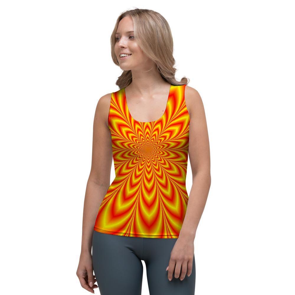 Red and Yellow Abstract Optical illusion Women's Tank Top-grizzshop