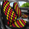 Red and yellow Checkered Car Seat Covers-grizzshop