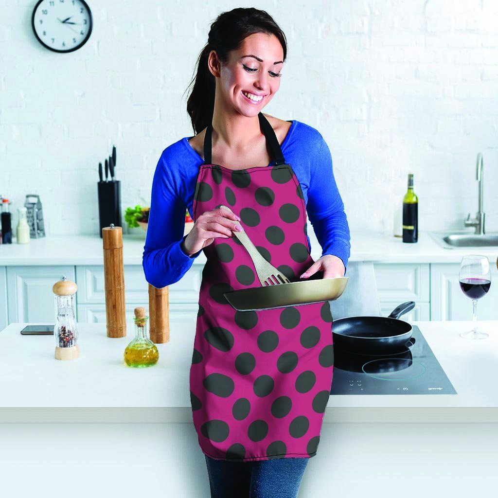 Red And Black Polka Dot Women's Apron-grizzshop