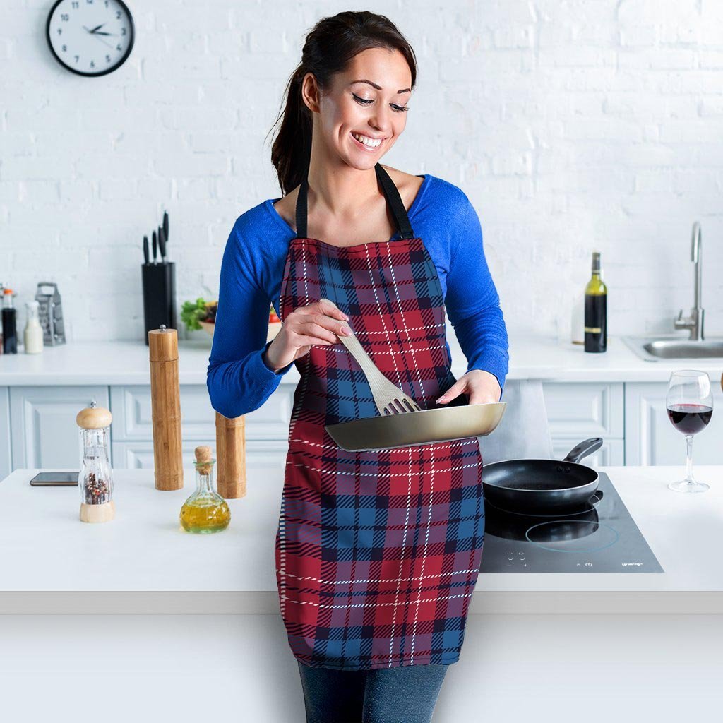 Red And Blue Plaid Tartan Women's Apron-grizzshop