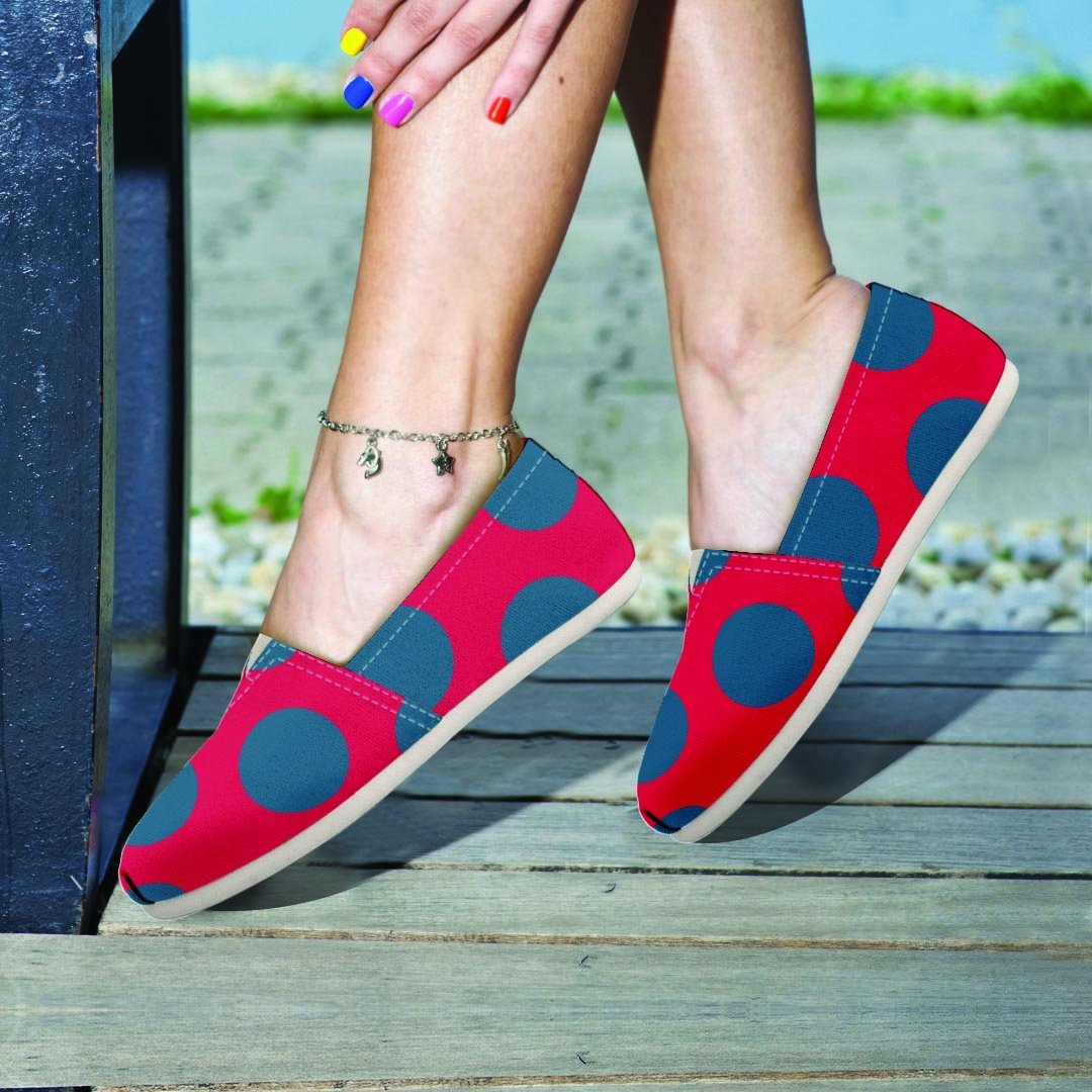 Red And Blue Polka Dot Canvas Shoes-grizzshop