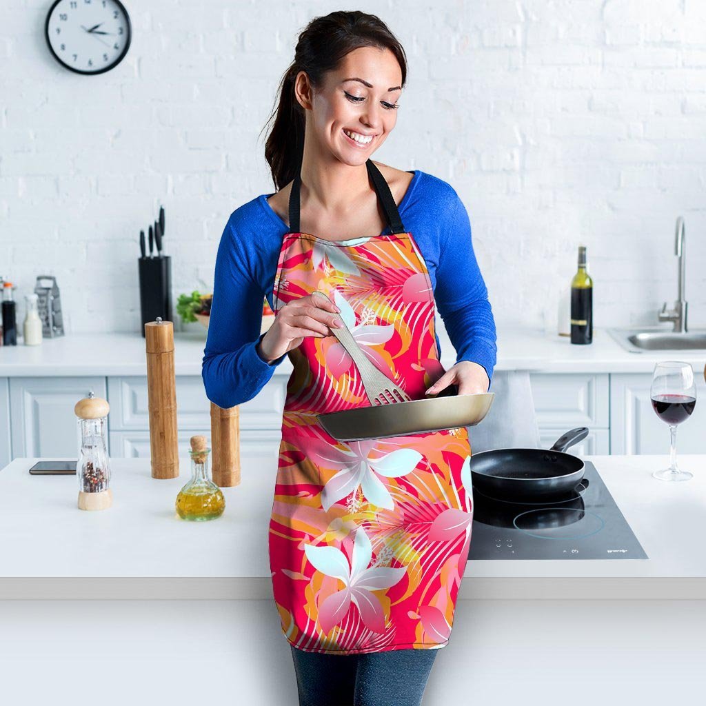 Red And Orange Hibiscus Hawaiian Print Women's Apron-grizzshop
