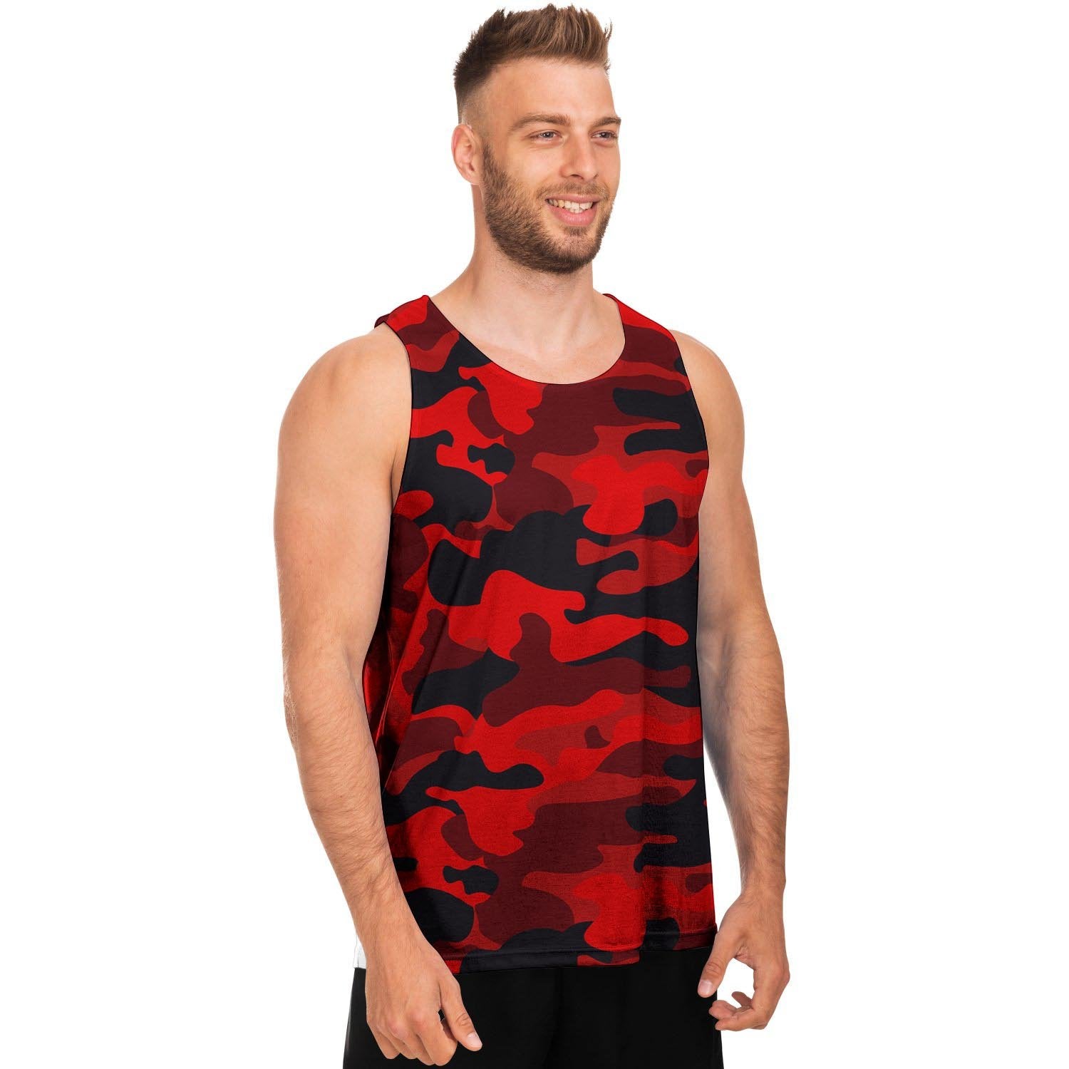 Red Camo Print Men's Tank Tops-grizzshop