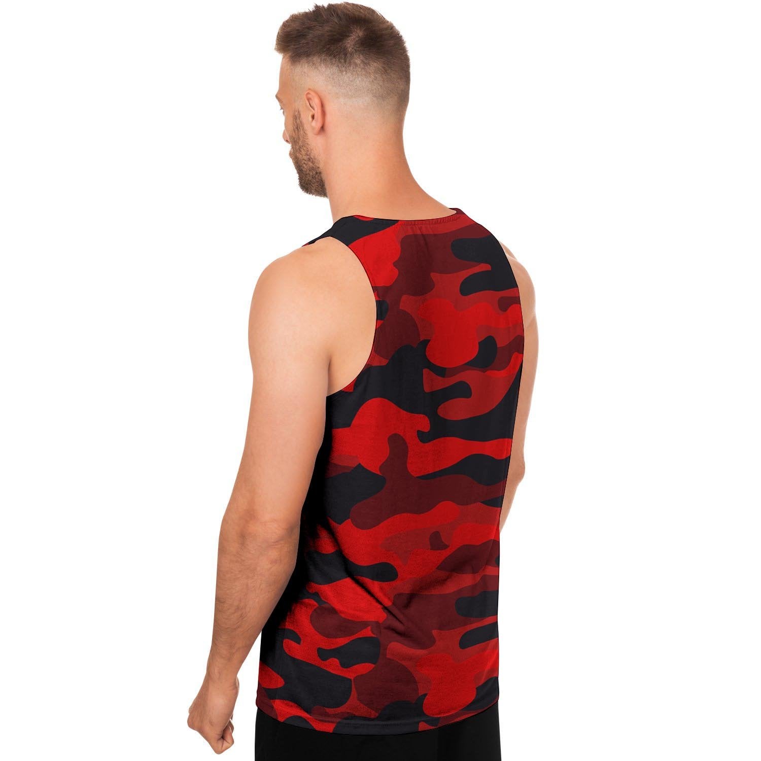 Red Camo Print Men's Tank Tops-grizzshop
