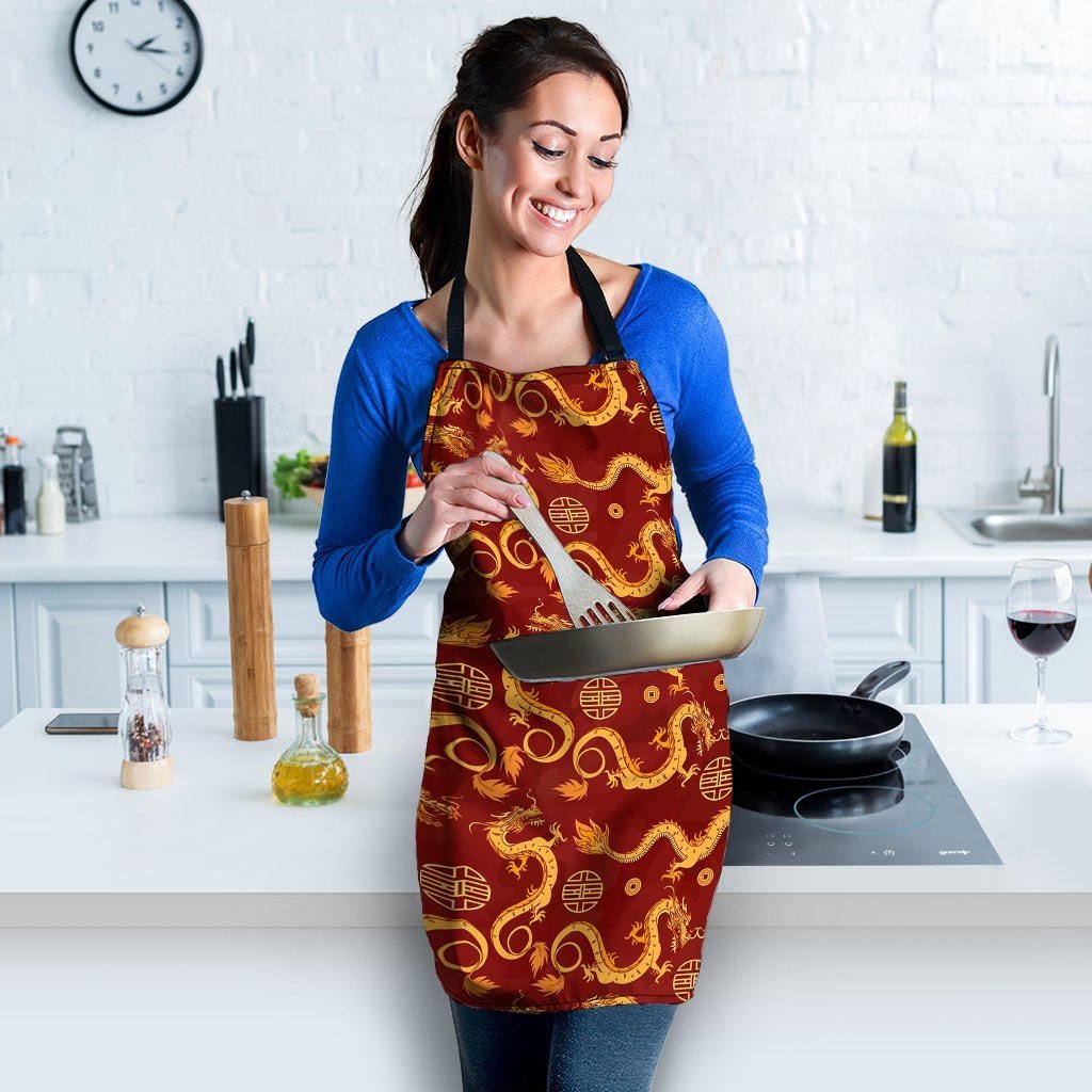 Red Chinese Dragon Women's Apron-grizzshop
