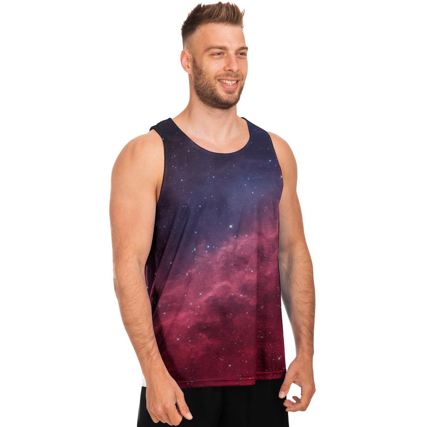 Red Cosmic Galaxy Space Men's Tank Tops-grizzshop