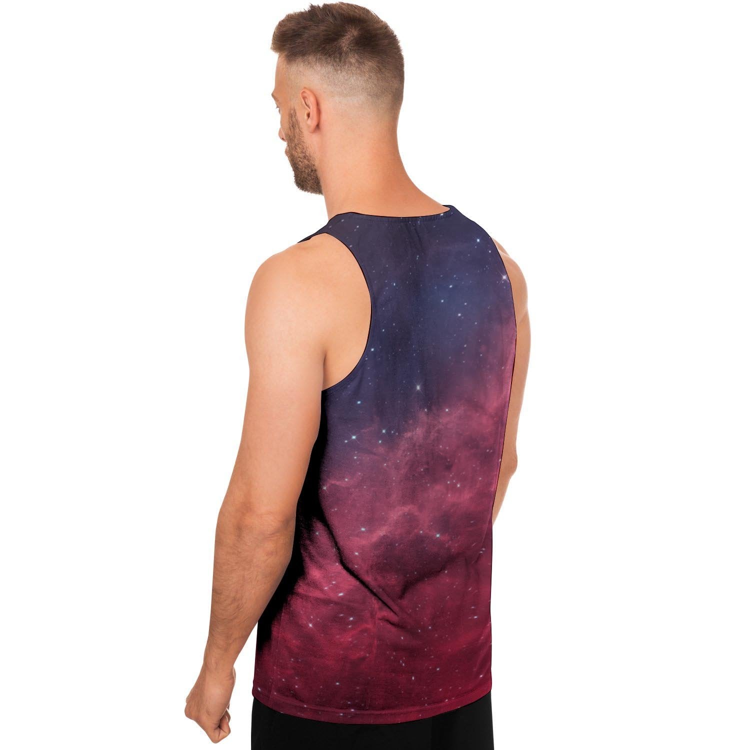Red Cosmic Galaxy Space Men's Tank Tops-grizzshop