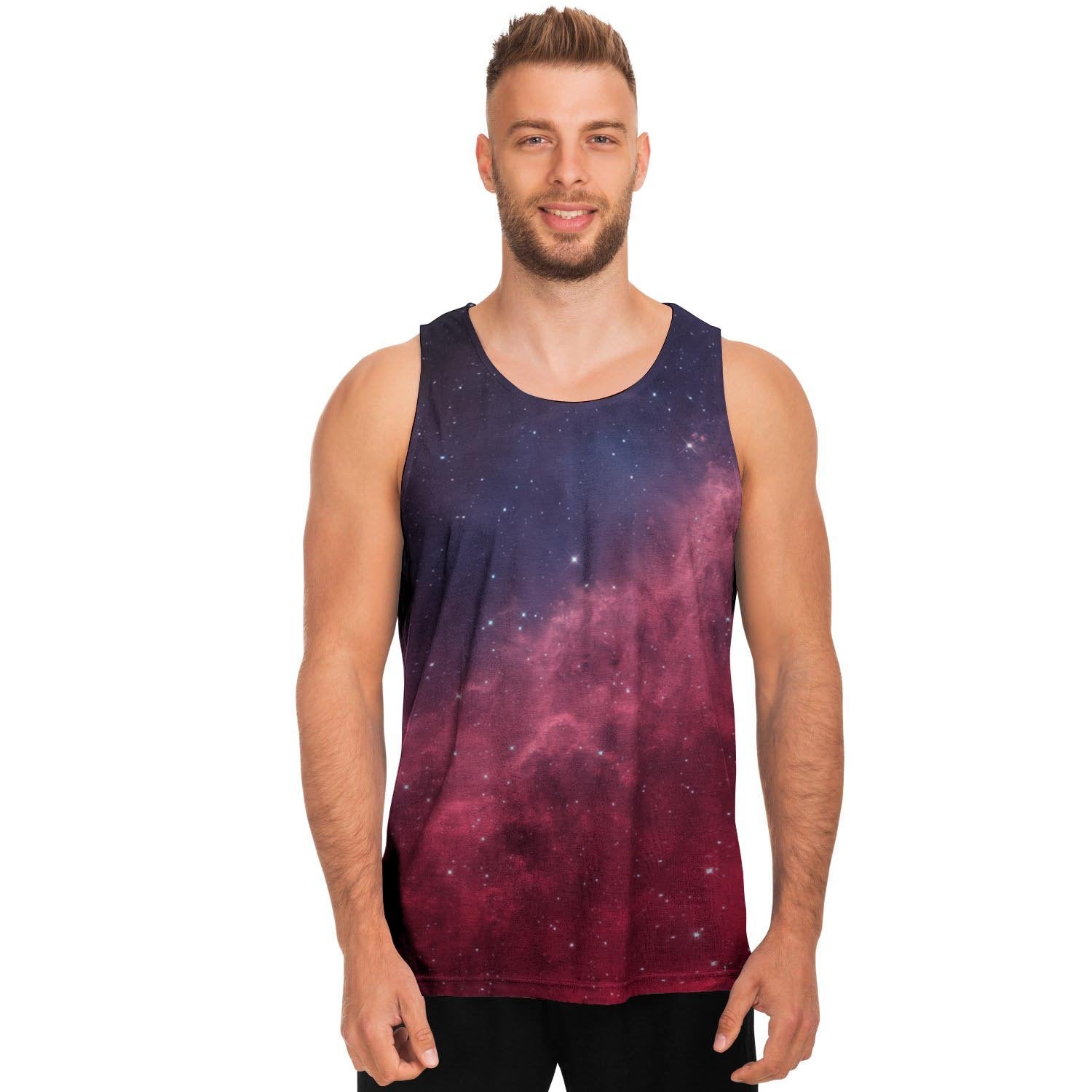 Red Cosmic Galaxy Space Men's Tank Tops-grizzshop
