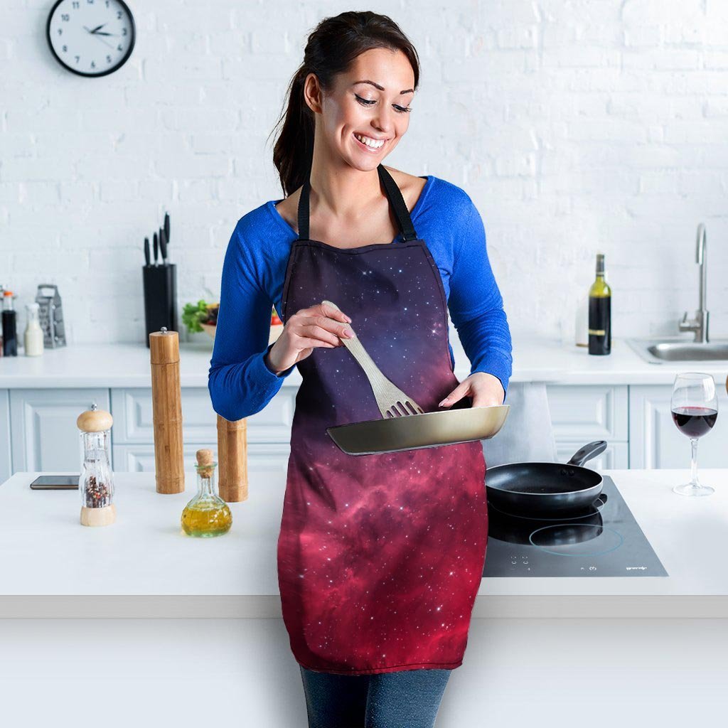 Red Cosmic Galaxy Space Women's Apron-grizzshop