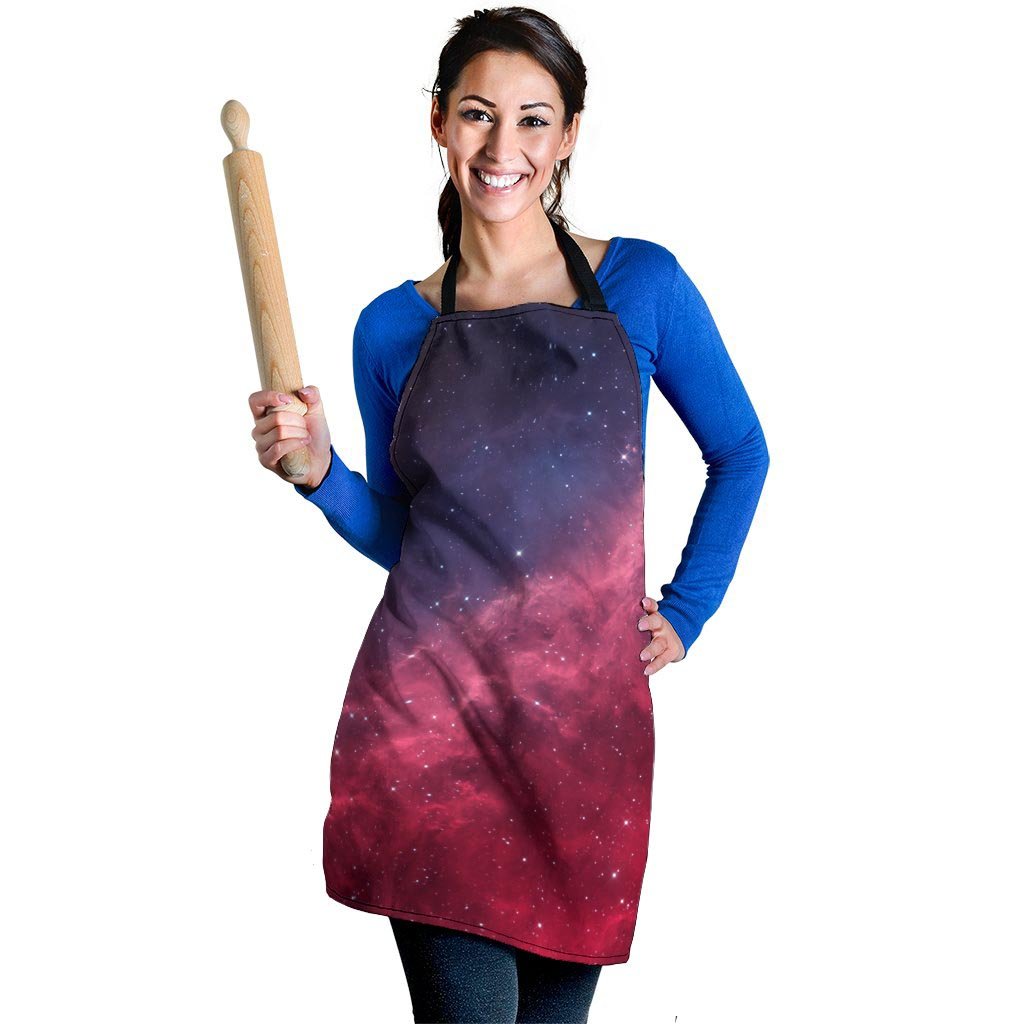 Red Cosmic Galaxy Space Women's Apron-grizzshop