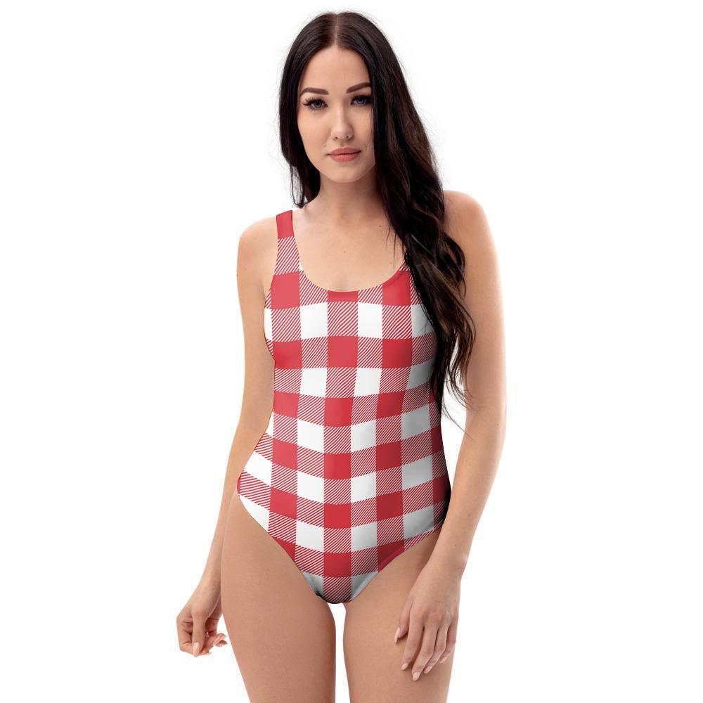 Red Lumberjack One Piece Swimsuite-grizzshop