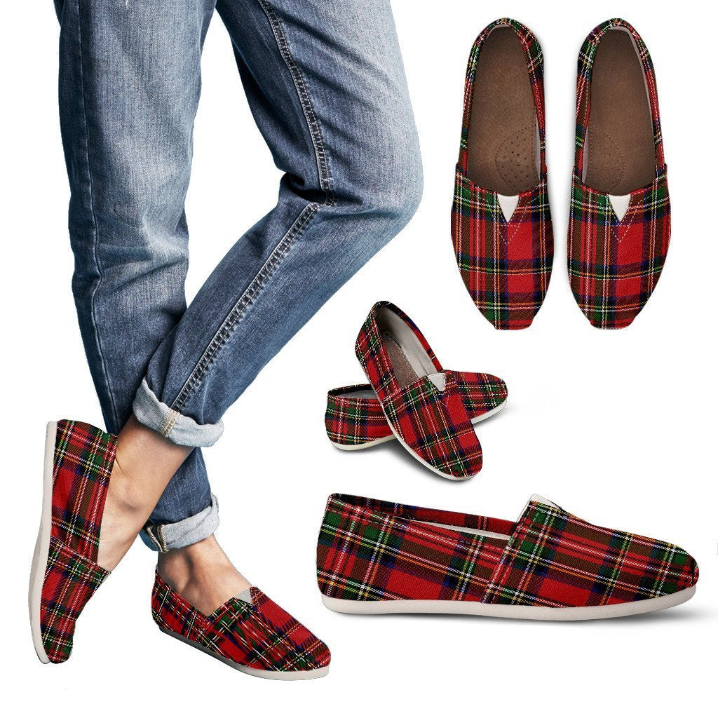 Red Plaid Tartan Pattern Women's Casual Shoes-grizzshop