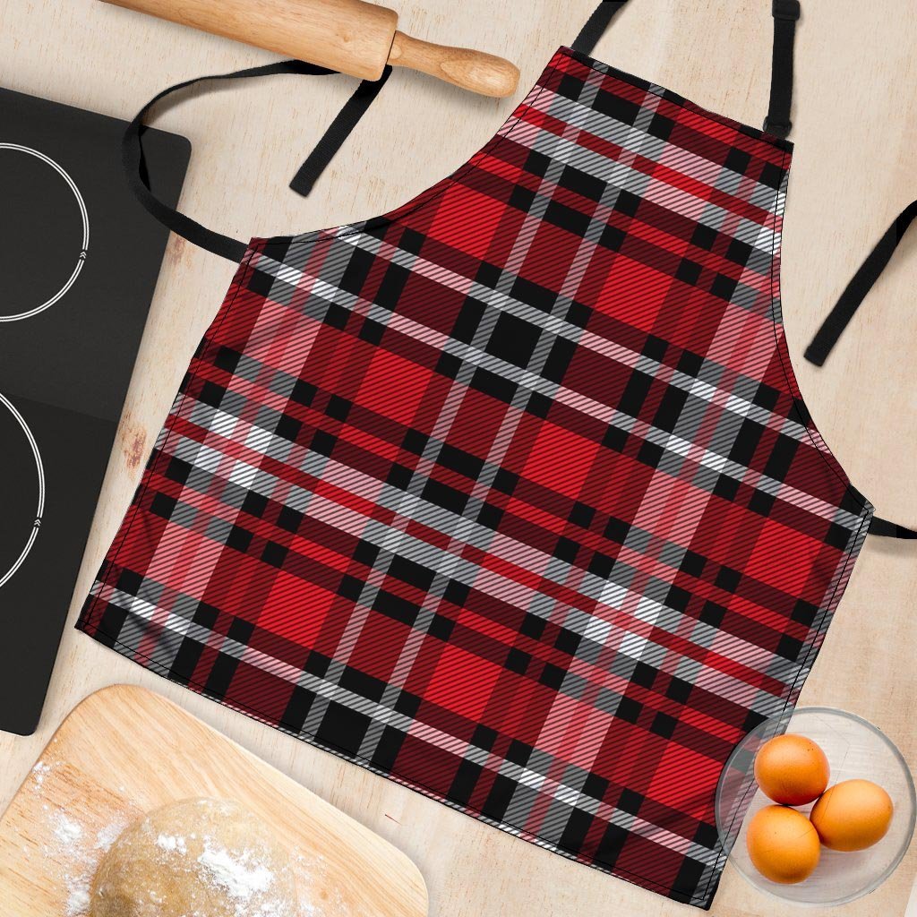 Red Plaid Tartan Print Women's Apron-grizzshop