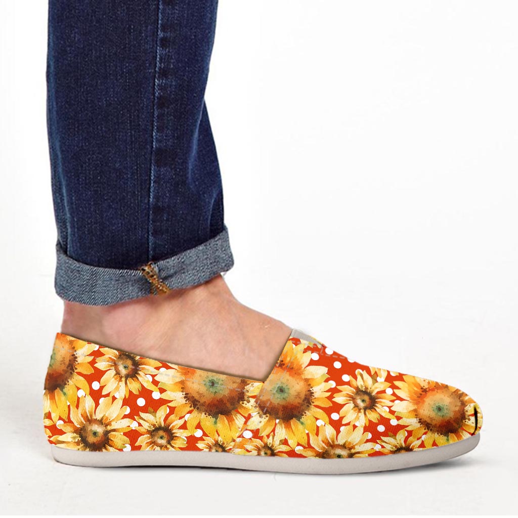 Red Polka Dot Sunflower Canvas Shoes-grizzshop