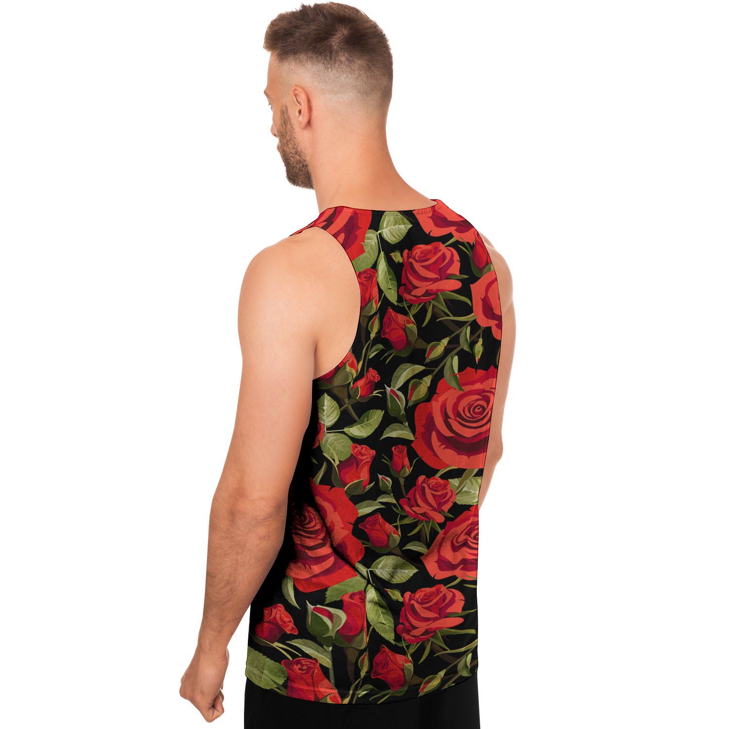 Red Rose Floral Men's Tank Tops-grizzshop
