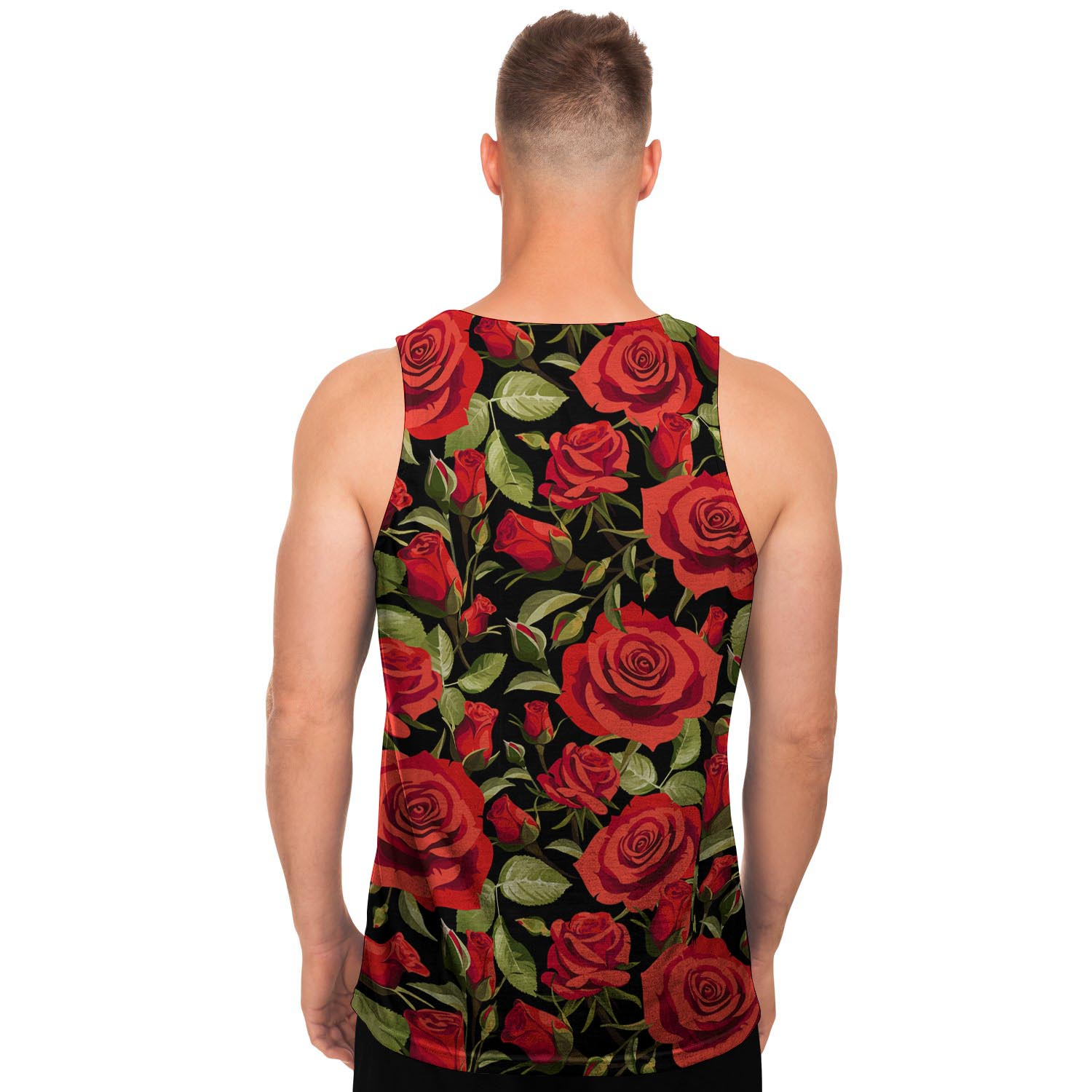 Red Rose Floral Men's Tank Tops-grizzshop
