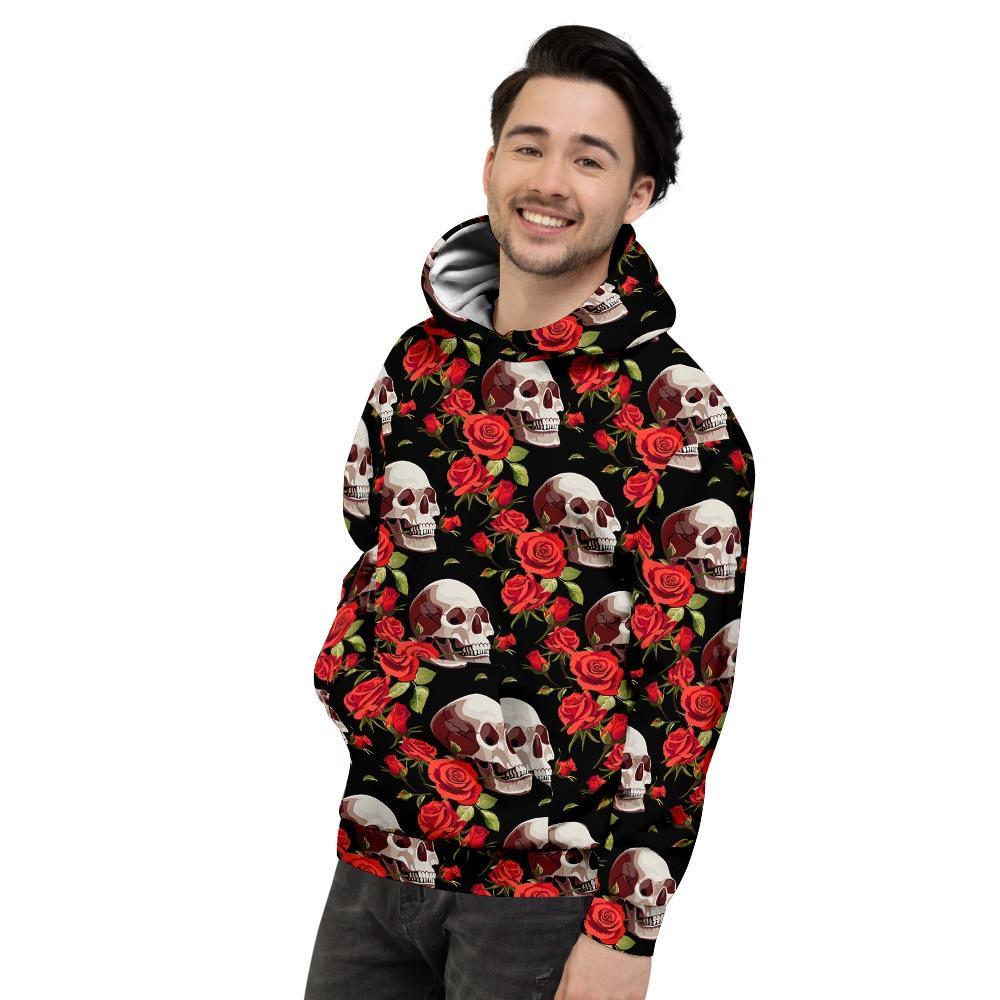 Red Rose Skull Men's Hoodie-grizzshop