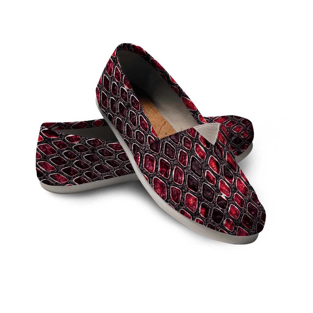 Red Snakeskin print Canvas Shoes-grizzshop