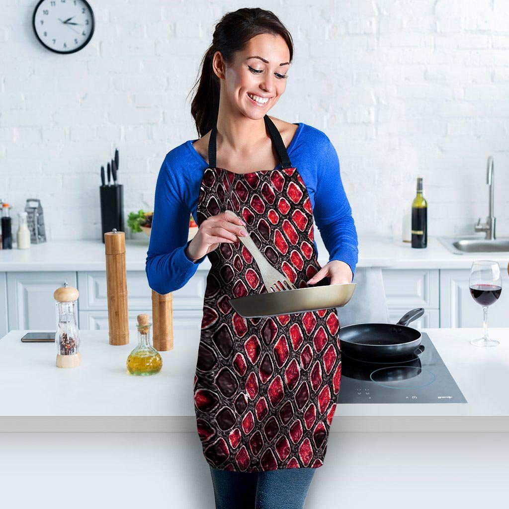 Red Snakeskin print Women's Apron-grizzshop
