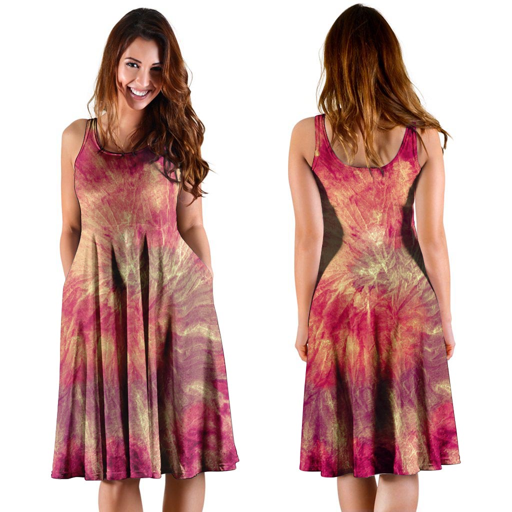 Red Tie Dye Dress-grizzshop