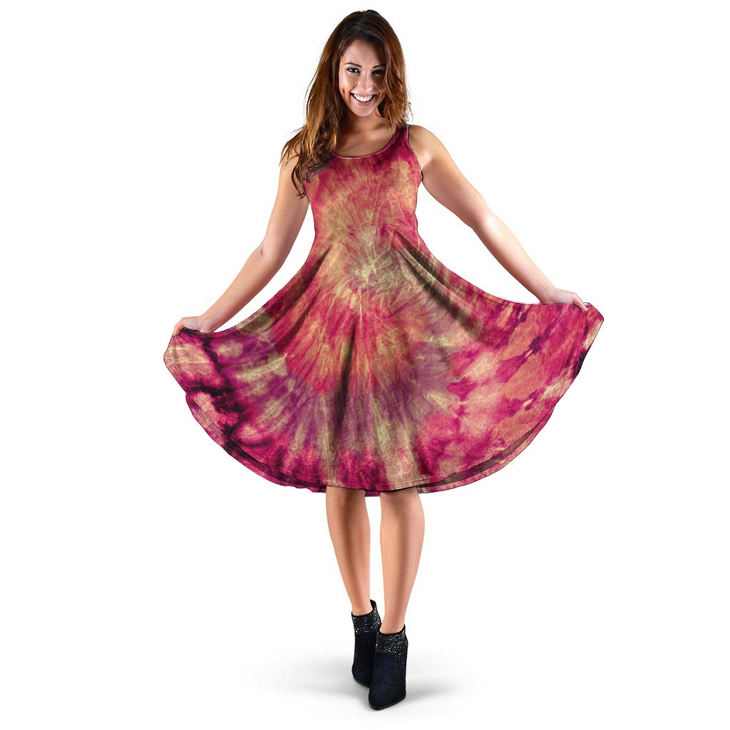 Red Tie Dye Dress-grizzshop