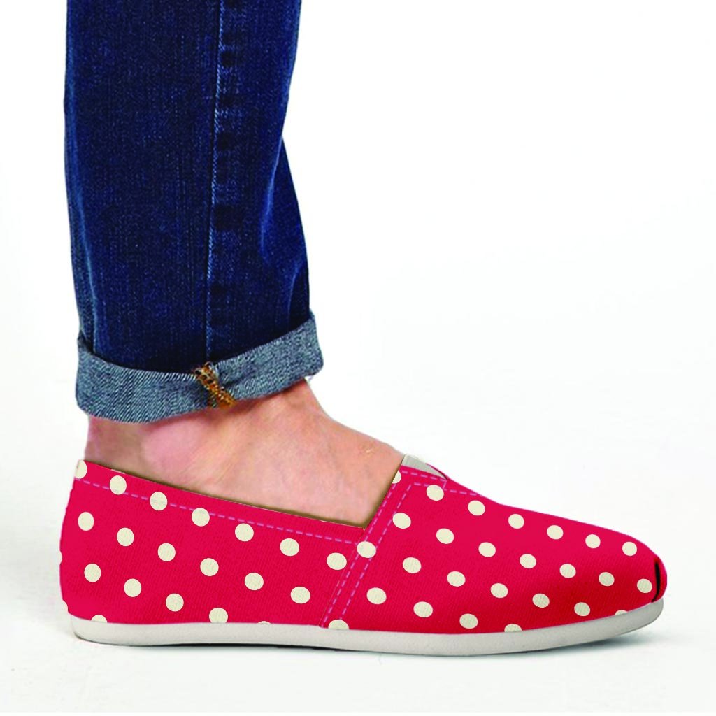 Red Tiny Polka Dot Canvas Shoes-grizzshop