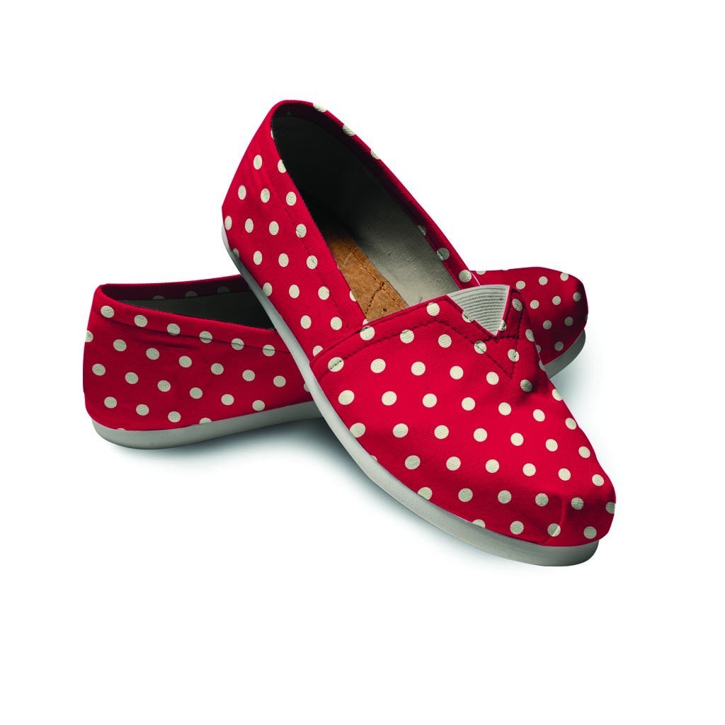 Red Tiny Polka Dot Canvas Shoes-grizzshop