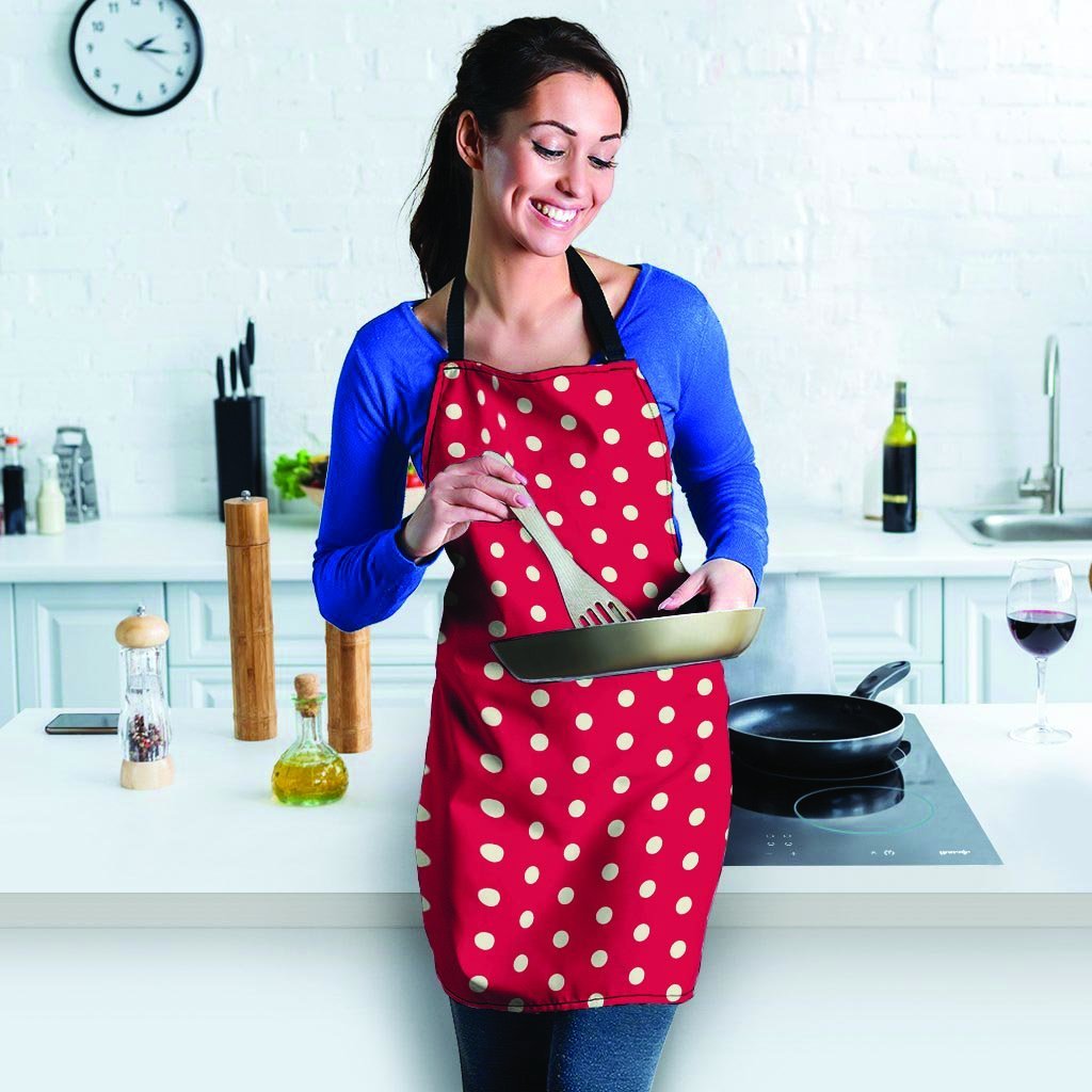Red Tiny Polka Dot Women's Apron-grizzshop