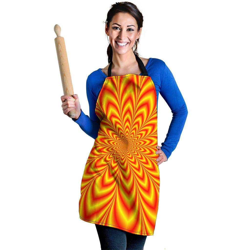 Red and Yellow Abstract Optical illusion Women's Apron-grizzshop