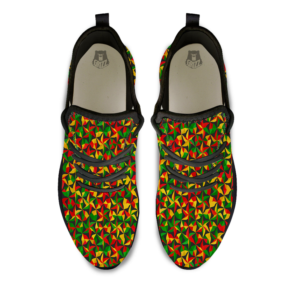 Reggae Abstract Geometric Print Pattern Black Athletic Shoes-grizzshop