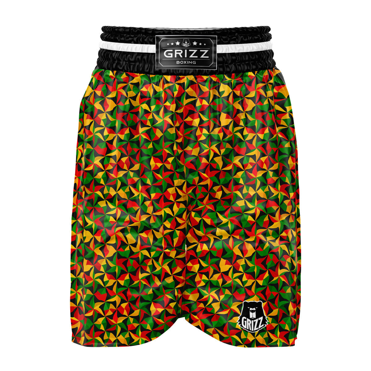 Reggae Abstract Geometric Print Pattern Boxing Shorts-grizzshop