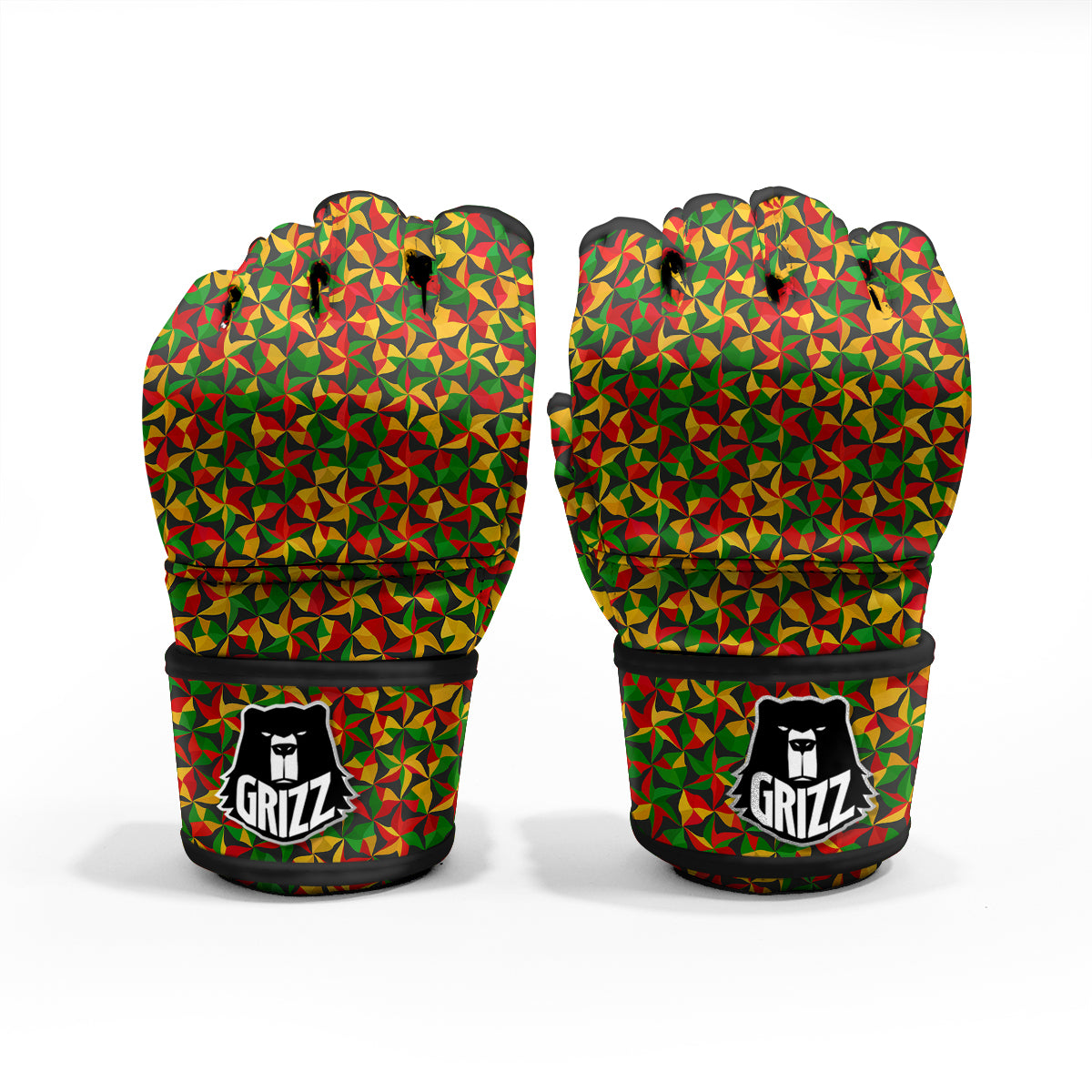 Reggae Abstract Geometric Print Pattern MMA Gloves-grizzshop