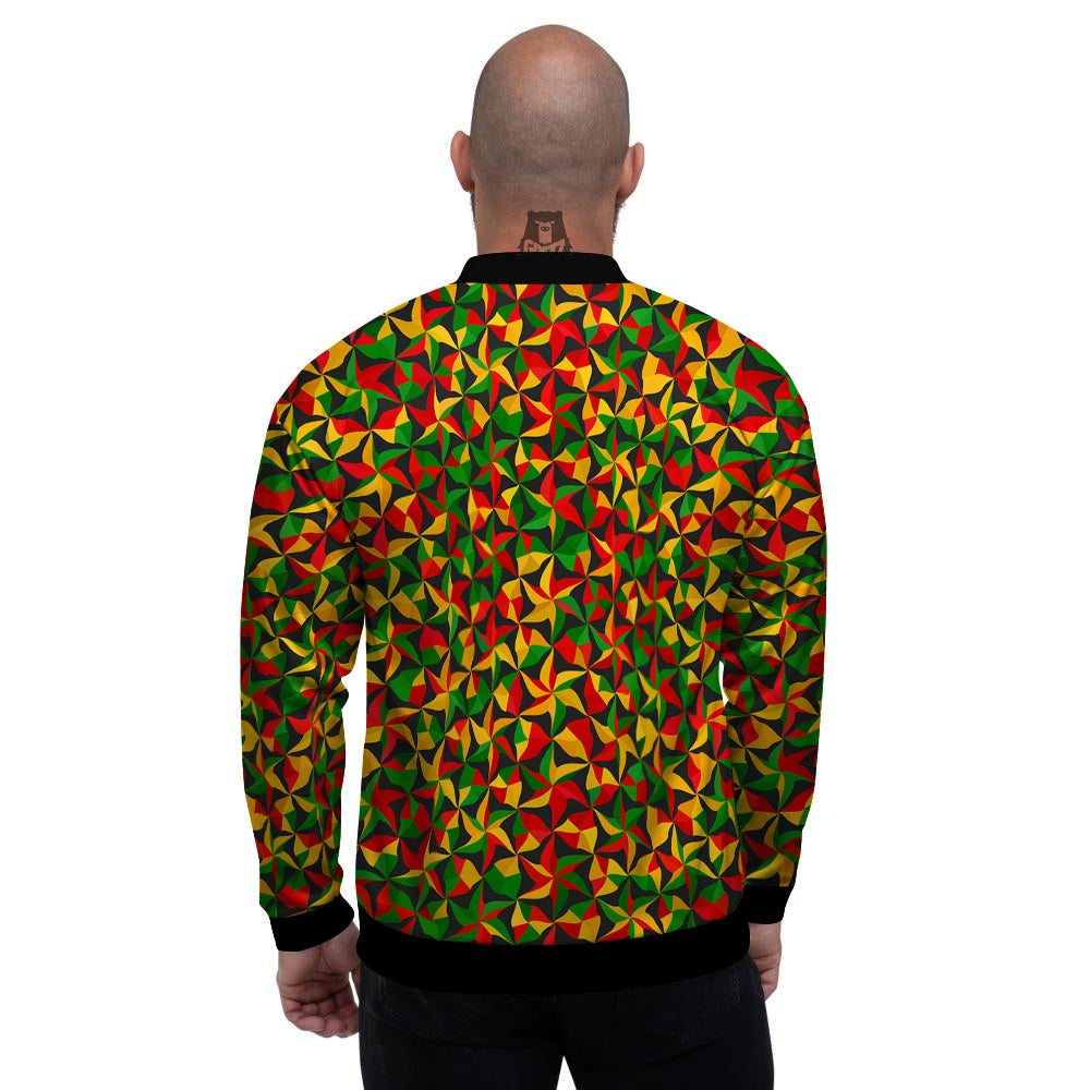 Reggae Abstract Geometric Print Pattern Men's Bomber Jacket-grizzshop