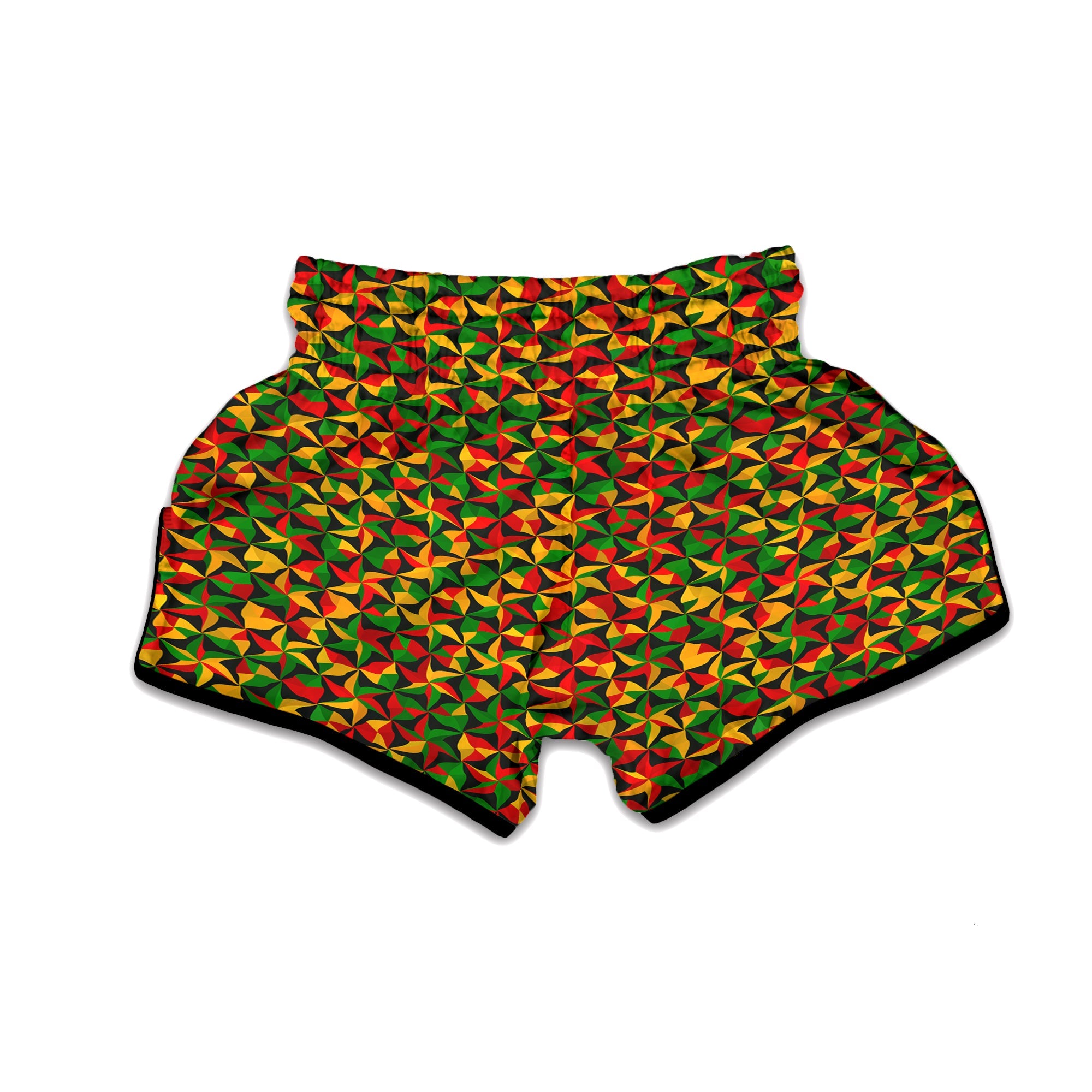 Reggae Abstract Geometric Print Pattern Muay Thai Boxing Shorts-grizzshop
